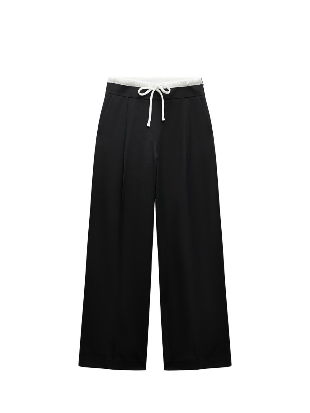 ZARA Black Pants with White Elastic Waistband